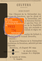 Estatut de la Universitat Autònoma de Barcelona de 1933: 75è aniversari